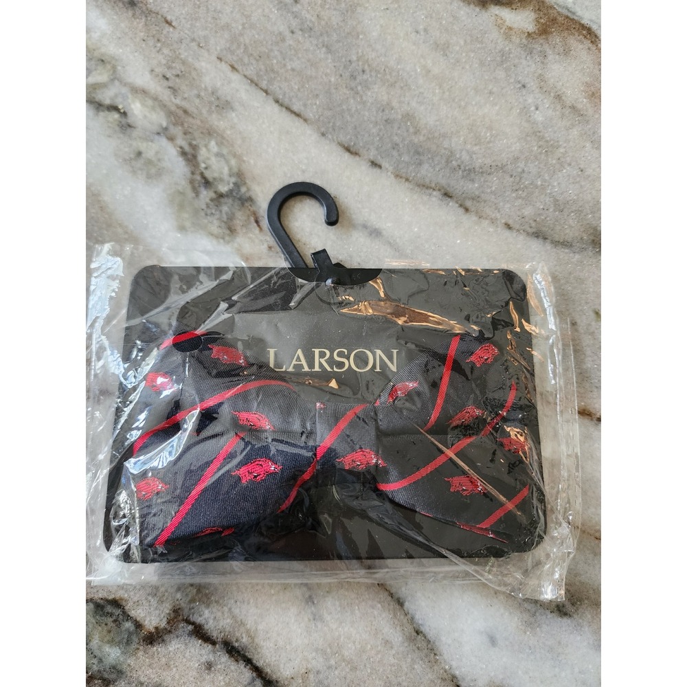 Larson Arkansas Razorbacks Stripe Bow Tie Black Red NCAA Collegiate NWT